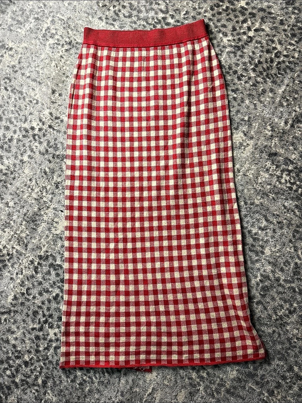Quest in Residence Cashmere Red & White Gingham Midi Skirt
